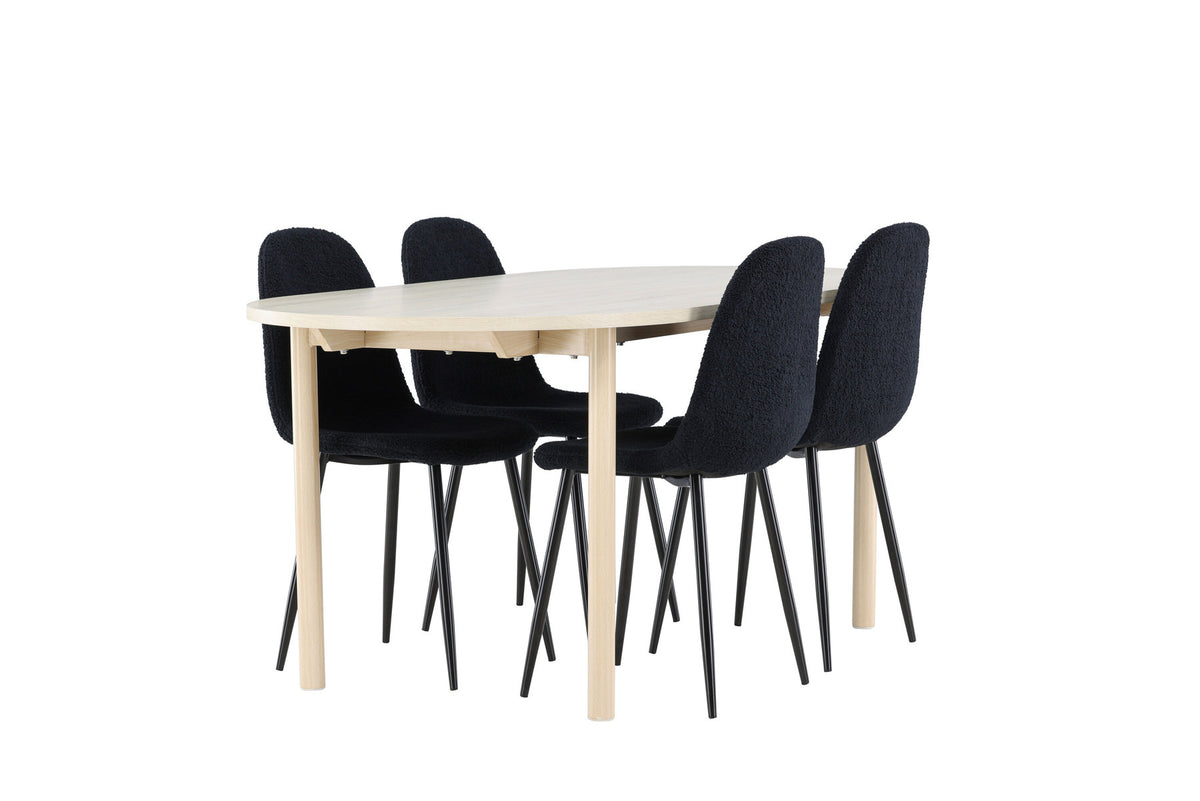 Andy Esstisch mit Polar Stühlen in Schwarz präsentiert im Onlineshop von KAQTU Design AG. Esszimmerset ist von Venture Home