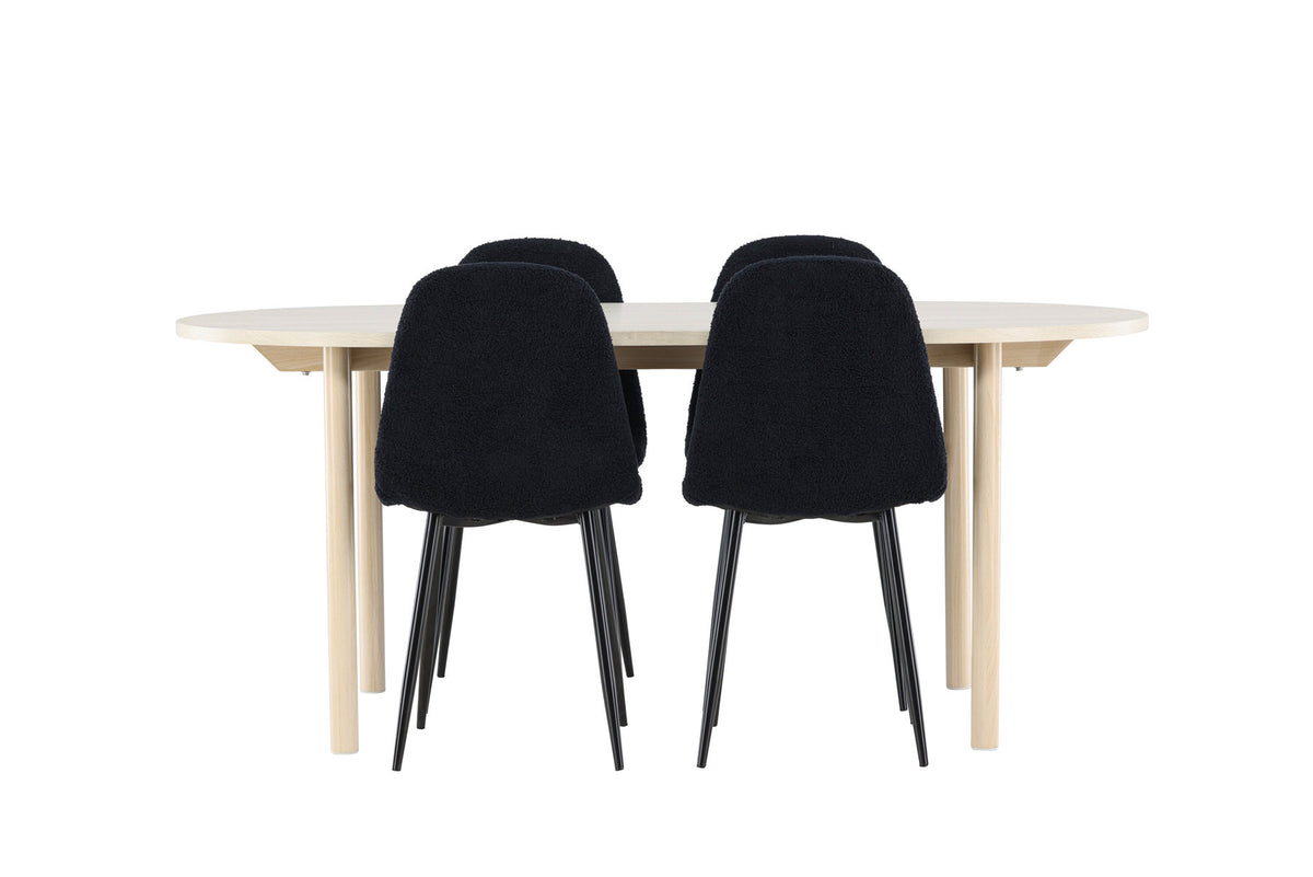 Andy Esstisch mit Polar Stühlen in Schwarz präsentiert im Onlineshop von KAQTU Design AG. Esszimmerset ist von Venture Home