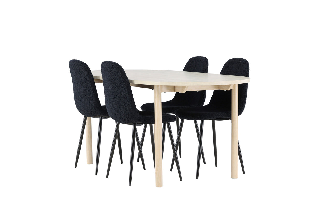 Andy Esstisch mit Polar Stühlen in Schwarz präsentiert im Onlineshop von KAQTU Design AG. Esszimmerset ist von Venture Home