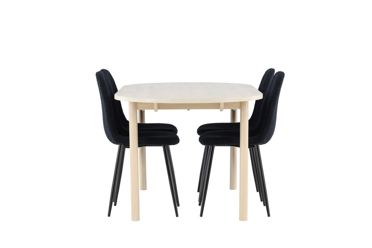 Andy Esstisch mit Polar Stühlen in Schwarz präsentiert im Onlineshop von KAQTU Design AG. Esszimmerset ist von Venture Home