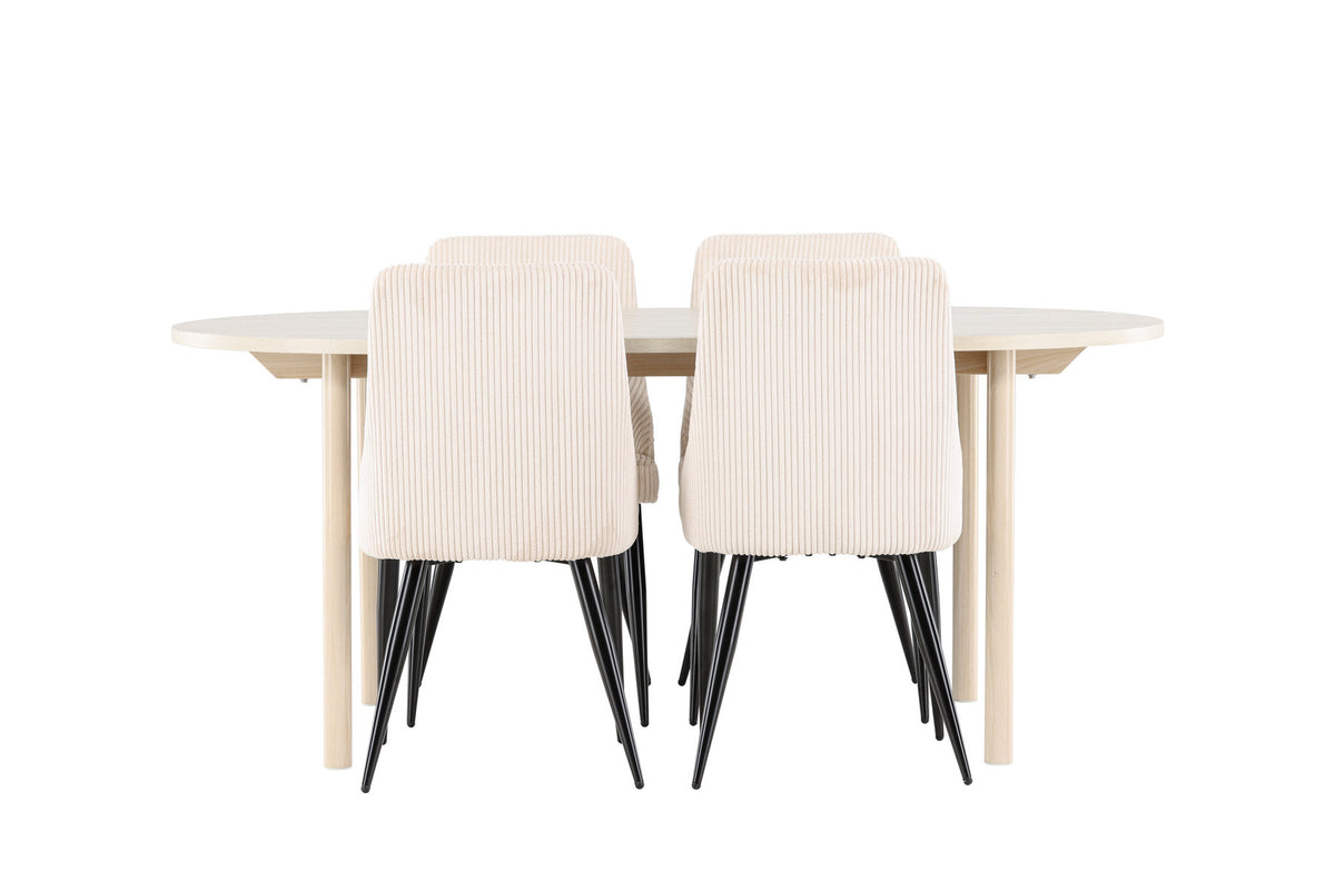 Andy Esstisch mit Leone Stühlen in Beige präsentiert im Onlineshop von KAQTU Design AG. Esszimmerset ist von Venture Home