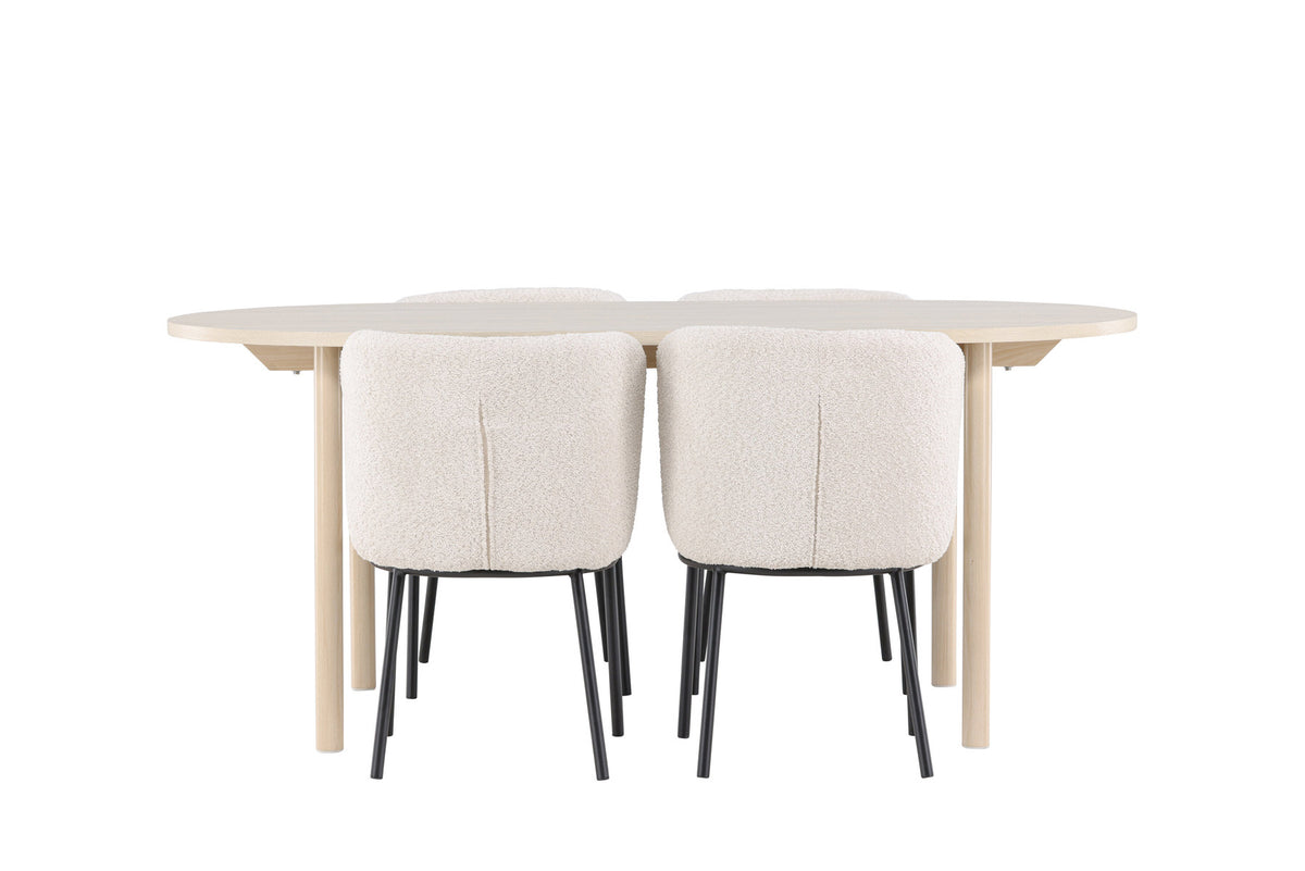 Andy Esstisch mit Agnes Stühlen in Weiss präsentiert im Onlineshop von KAQTU Design AG. Esszimmerset ist von Venture Home