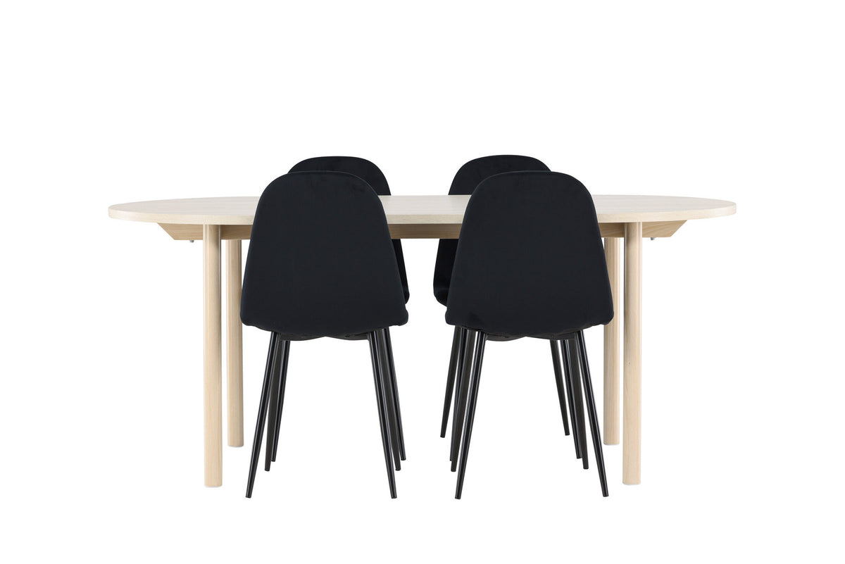 Andy Esstisch mit Polar Stühlen in Schwarz präsentiert im Onlineshop von KAQTU Design AG. Esszimmerset ist von Venture Home
