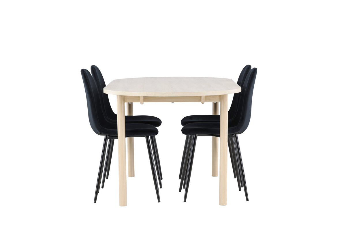 Andy Esstisch mit Polar Stühlen in Schwarz präsentiert im Onlineshop von KAQTU Design AG. Esszimmerset ist von Venture Home