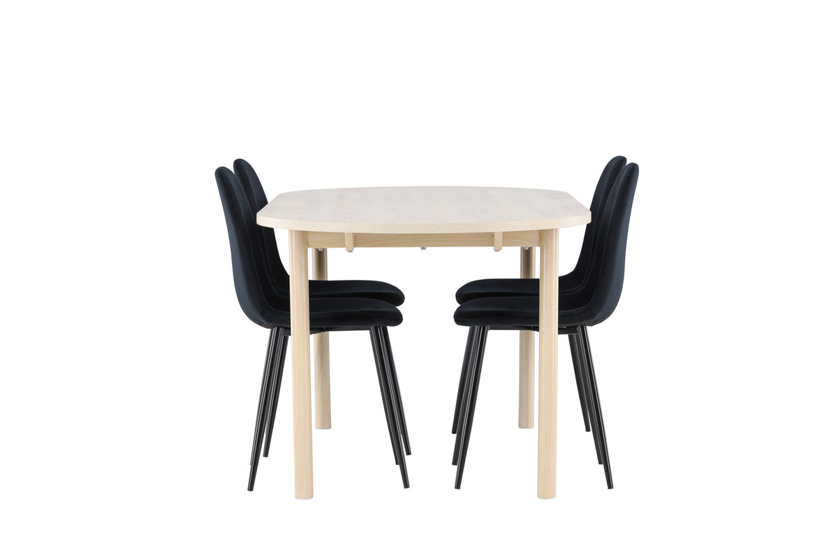 Andy Esstisch mit Polar Stühlen in Schwarz präsentiert im Onlineshop von KAQTU Design AG. Esszimmerset ist von Venture Home