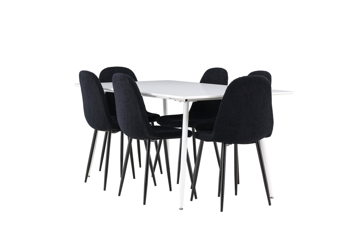 Silar Esstisch mit Polar Stühlen in Schwarz präsentiert im Onlineshop von KAQTU Design AG. Esszimmerset ist von Venture Home