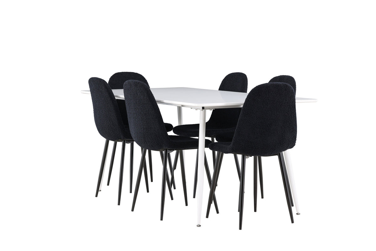 Silar Esstisch mit Polar Stühlen in Schwarz präsentiert im Onlineshop von KAQTU Design AG. Esszimmerset ist von Venture Home