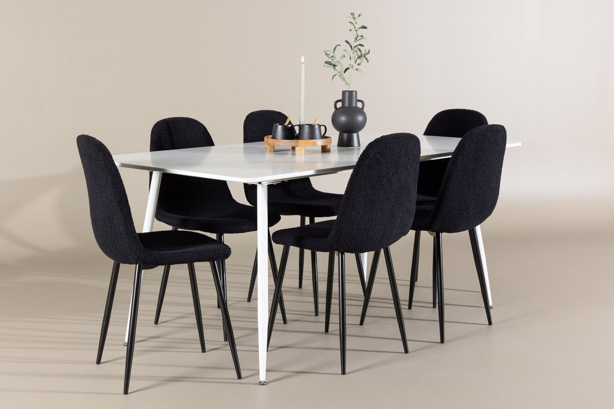 Silar Esstisch mit Polar Stühlen in Schwarz präsentiert im Onlineshop von KAQTU Design AG. Esszimmerset ist von Venture Home
