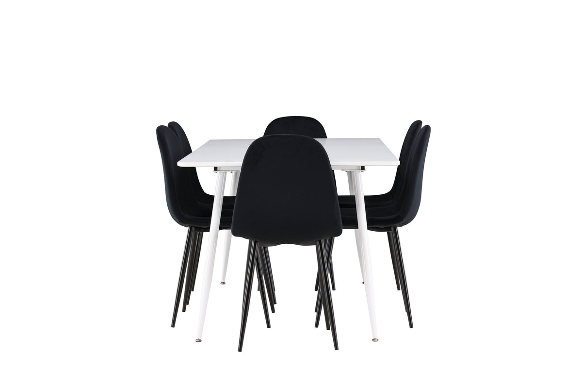 Silar Esstisch mit Polar Stühlen in Schwarz präsentiert im Onlineshop von KAQTU Design AG. Esszimmerset ist von Venture Home