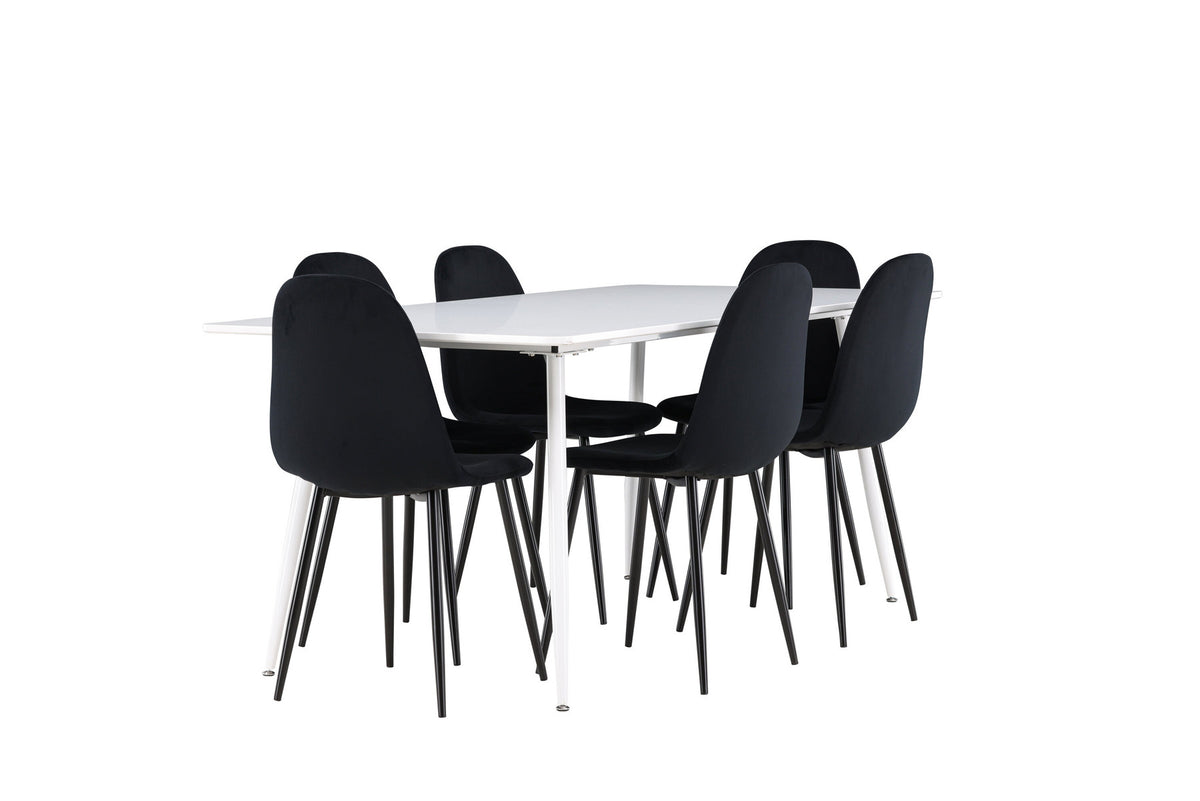 Silar Esstisch mit Polar Stühlen in Schwarz präsentiert im Onlineshop von KAQTU Design AG. Esszimmerset ist von Venture Home