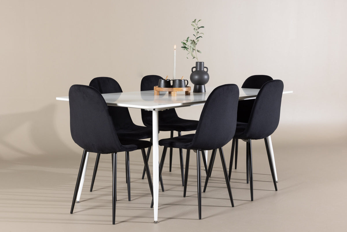Silar Esstisch mit Polar Stühlen in Schwarz präsentiert im Onlineshop von KAQTU Design AG. Esszimmerset ist von Venture Home