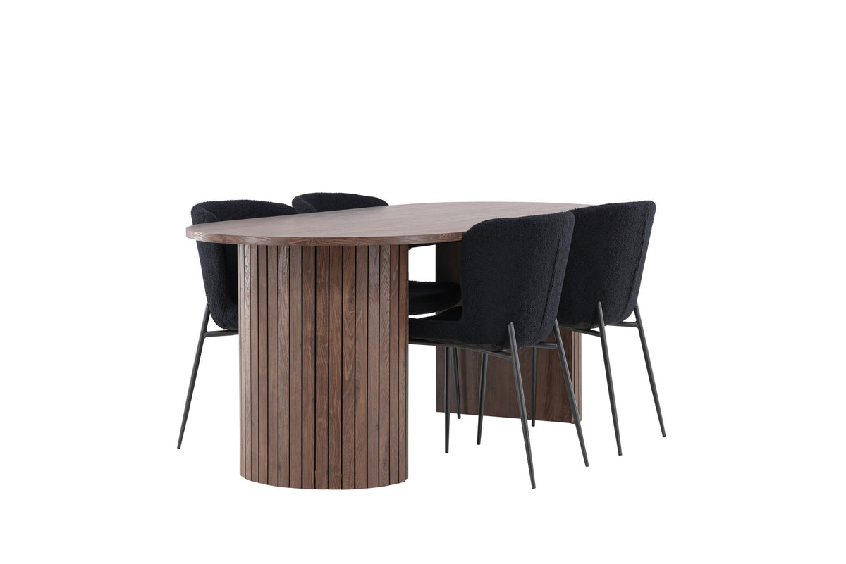 Härön Esstisch mit Modesto Stühlen in Schwarz präsentiert im Onlineshop von KAQTU Design AG. Esszimmerset ist von Venture Home