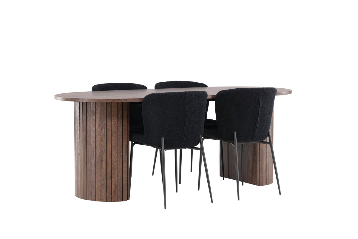 Härön Esstisch mit Modesto Stühlen in Schwarz präsentiert im Onlineshop von KAQTU Design AG. Esszimmerset ist von Venture Home