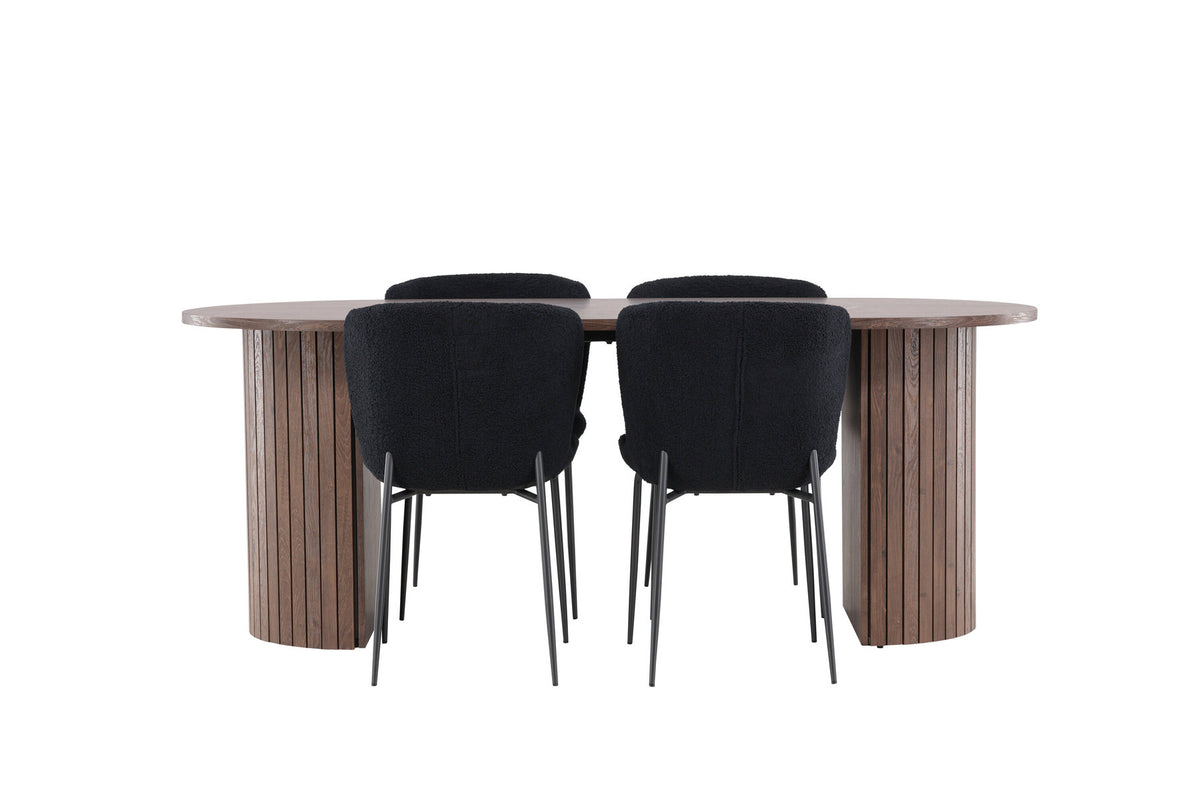 Härön Esstisch mit Modesto Stühlen in Schwarz präsentiert im Onlineshop von KAQTU Design AG. Esszimmerset ist von Venture Home