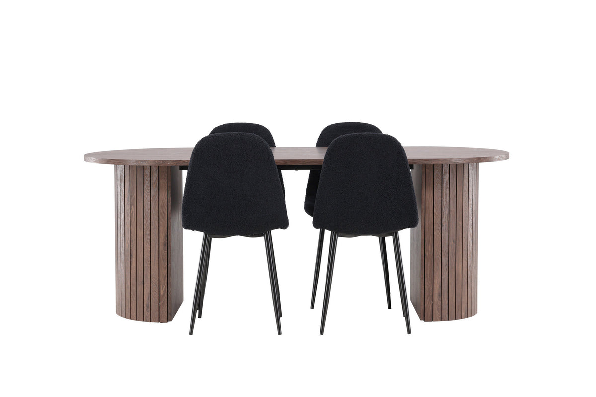 Härön Esstisch mit Polar Stühlen in Schwarz präsentiert im Onlineshop von KAQTU Design AG. Esszimmerset ist von Venture Home