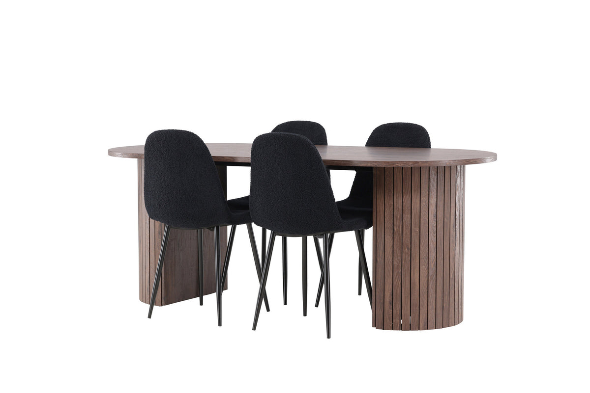 Härön Esstisch mit Polar Stühlen in Schwarz präsentiert im Onlineshop von KAQTU Design AG. Esszimmerset ist von Venture Home