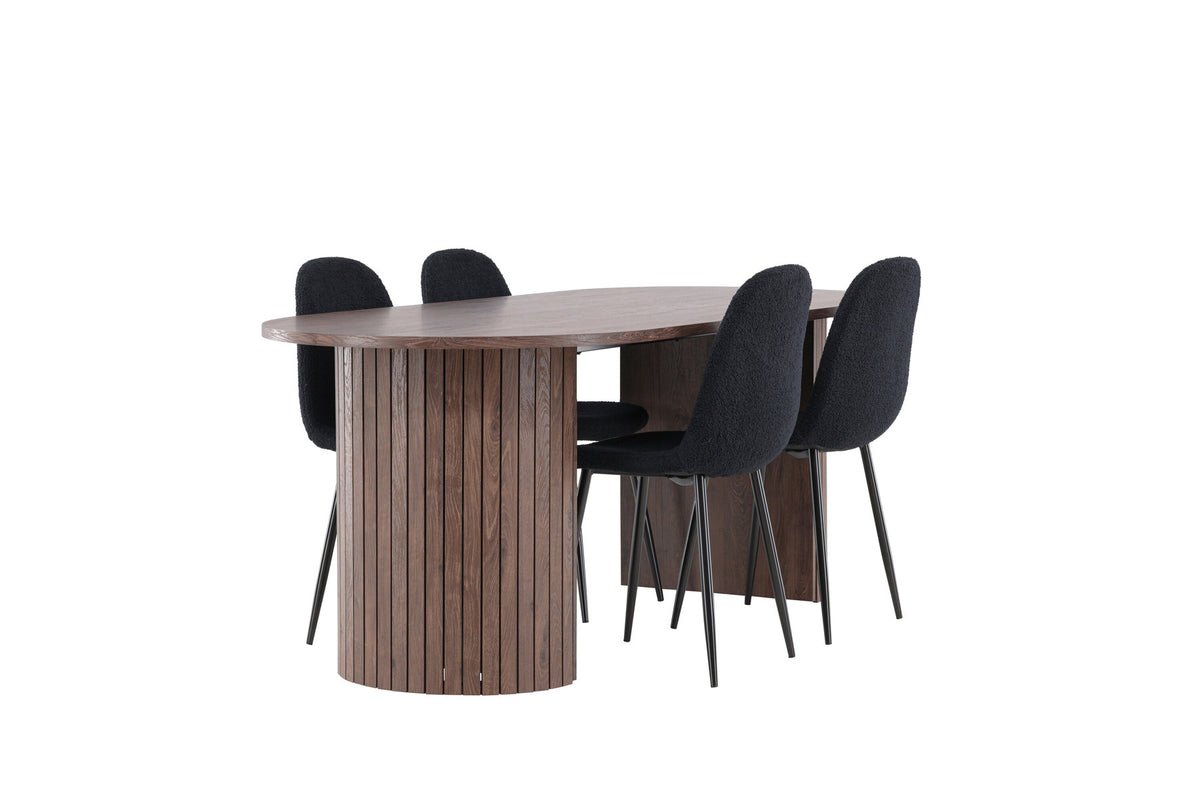 Härön Esstisch mit Polar Stühlen in Schwarz präsentiert im Onlineshop von KAQTU Design AG. Esszimmerset ist von Venture Home