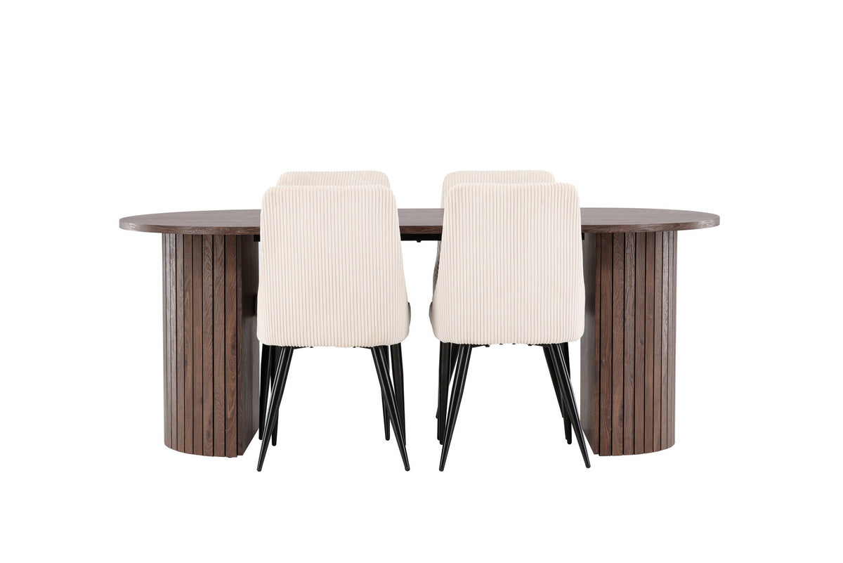 Härön Esstisch mit Leone Stühlen in Beige präsentiert im Onlineshop von KAQTU Design AG. Esszimmerset ist von Venture Home