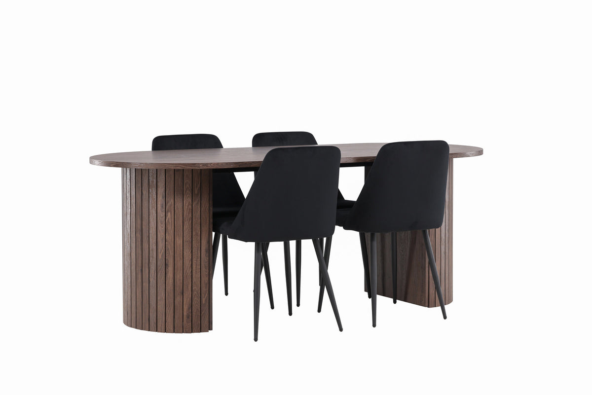 Härön Esstisch mit Night Stühlen in Schwarz präsentiert im Onlineshop von KAQTU Design AG. Esszimmerset ist von Venture Home