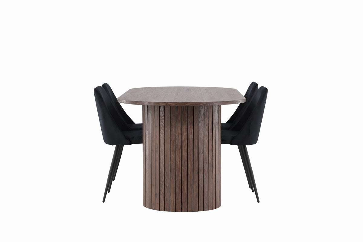 Härön Esstisch mit Night Stühlen in Schwarz präsentiert im Onlineshop von KAQTU Design AG. Esszimmerset ist von Venture Home