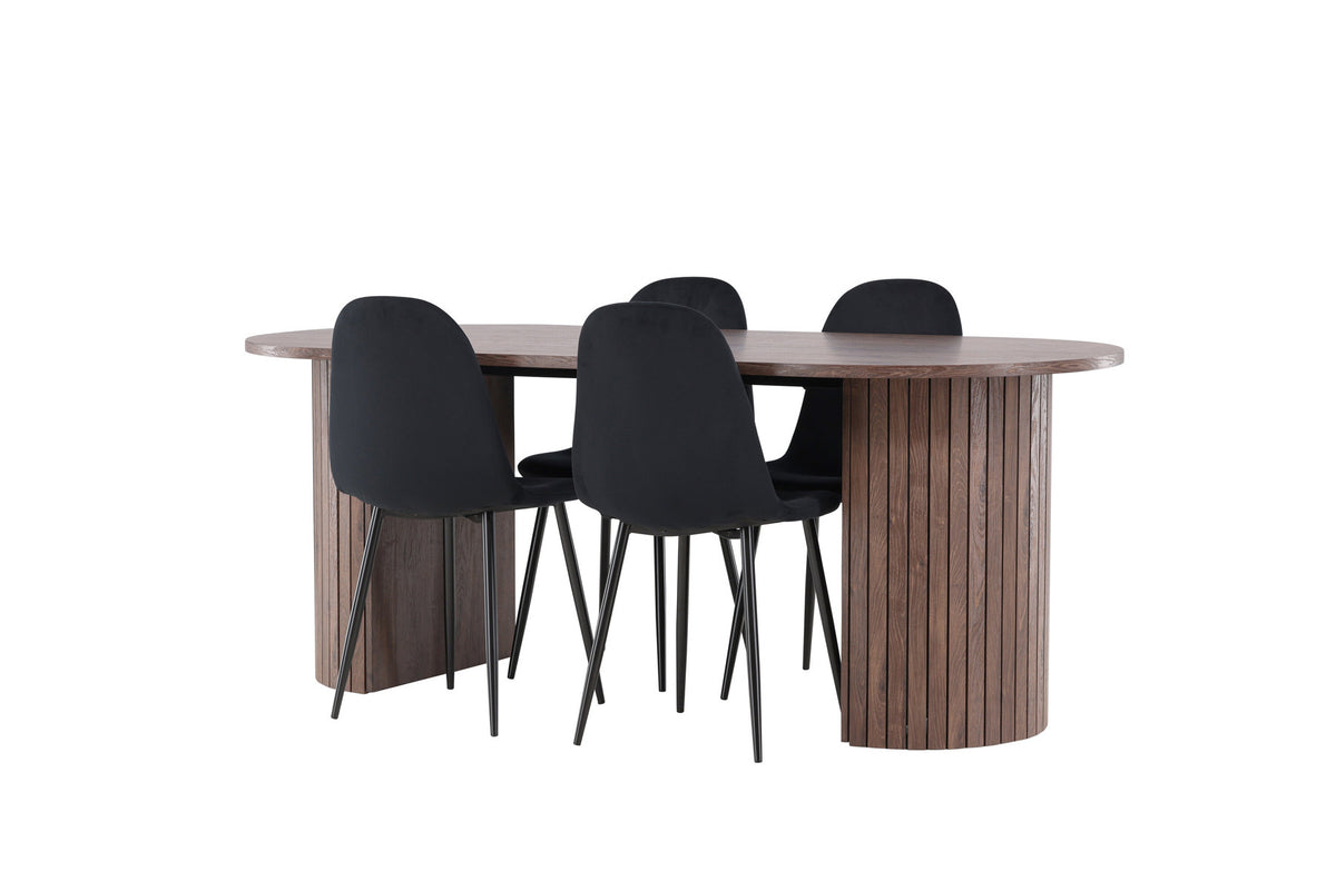 Härön Esstisch mit Polar Stühlen in Schwarz präsentiert im Onlineshop von KAQTU Design AG. Esszimmerset ist von Venture Home