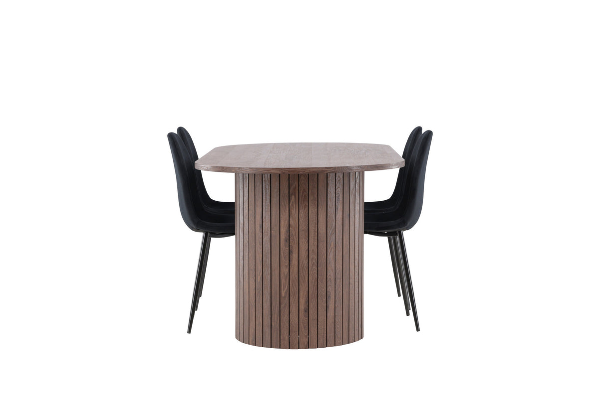 Härön Esstisch mit Polar Stühlen in Schwarz präsentiert im Onlineshop von KAQTU Design AG. Esszimmerset ist von Venture Home