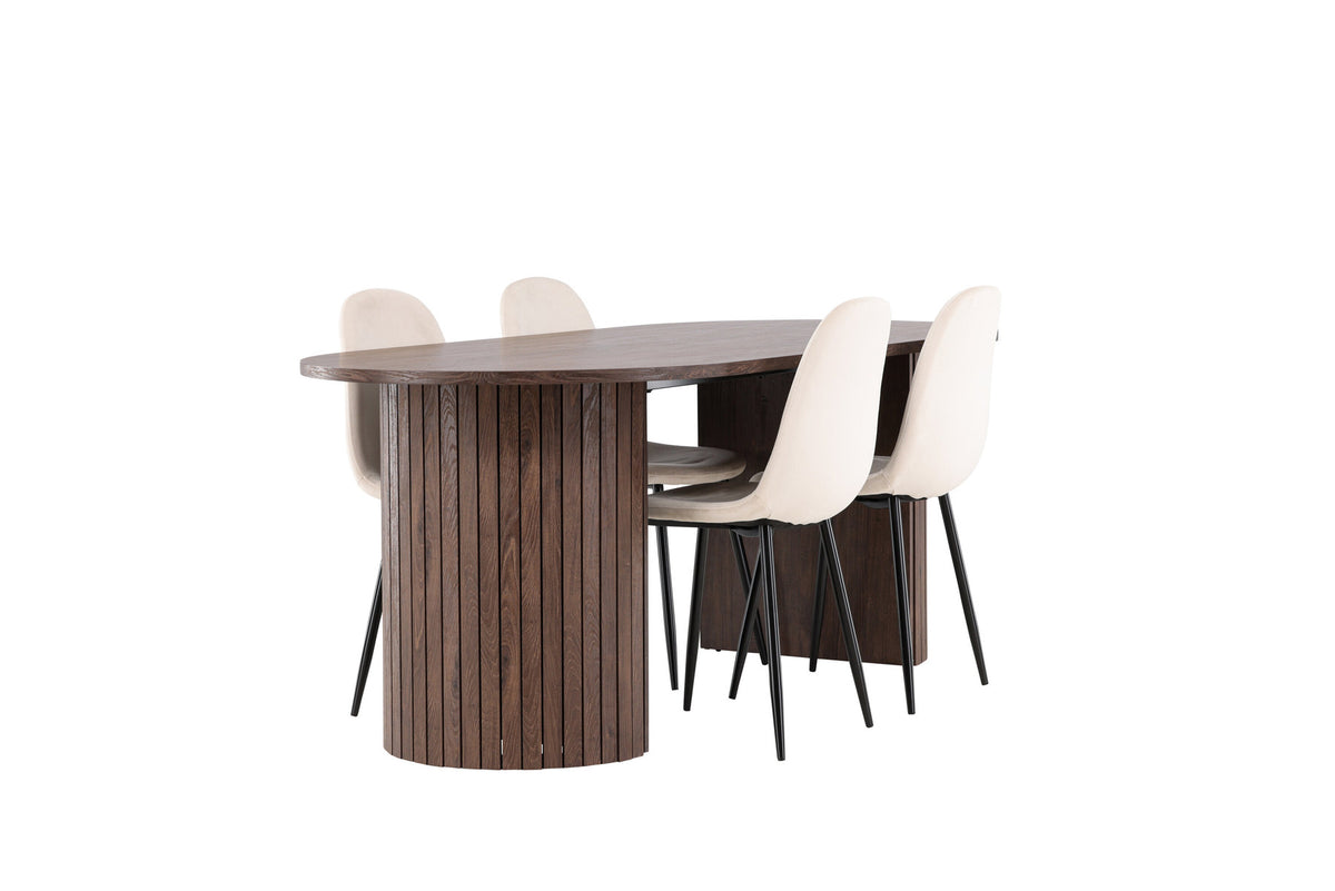 Härön Esstisch mit Polar Stühlen in Beige präsentiert im Onlineshop von KAQTU Design AG. Esszimmerset ist von Venture Home