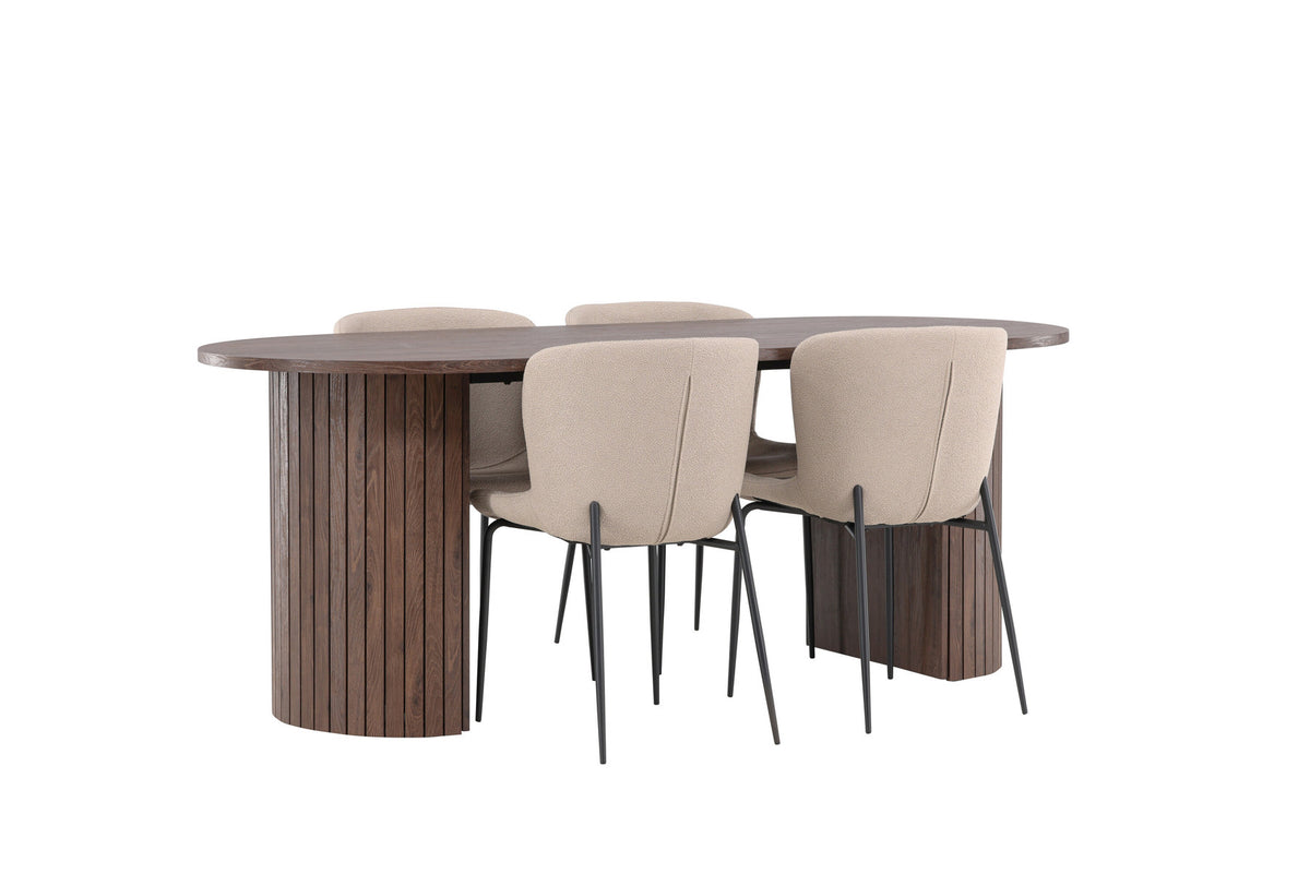 Härön Esstisch mit Modesto Stühlen in Beige präsentiert im Onlineshop von KAQTU Design AG. Esszimmerset ist von Venture Home