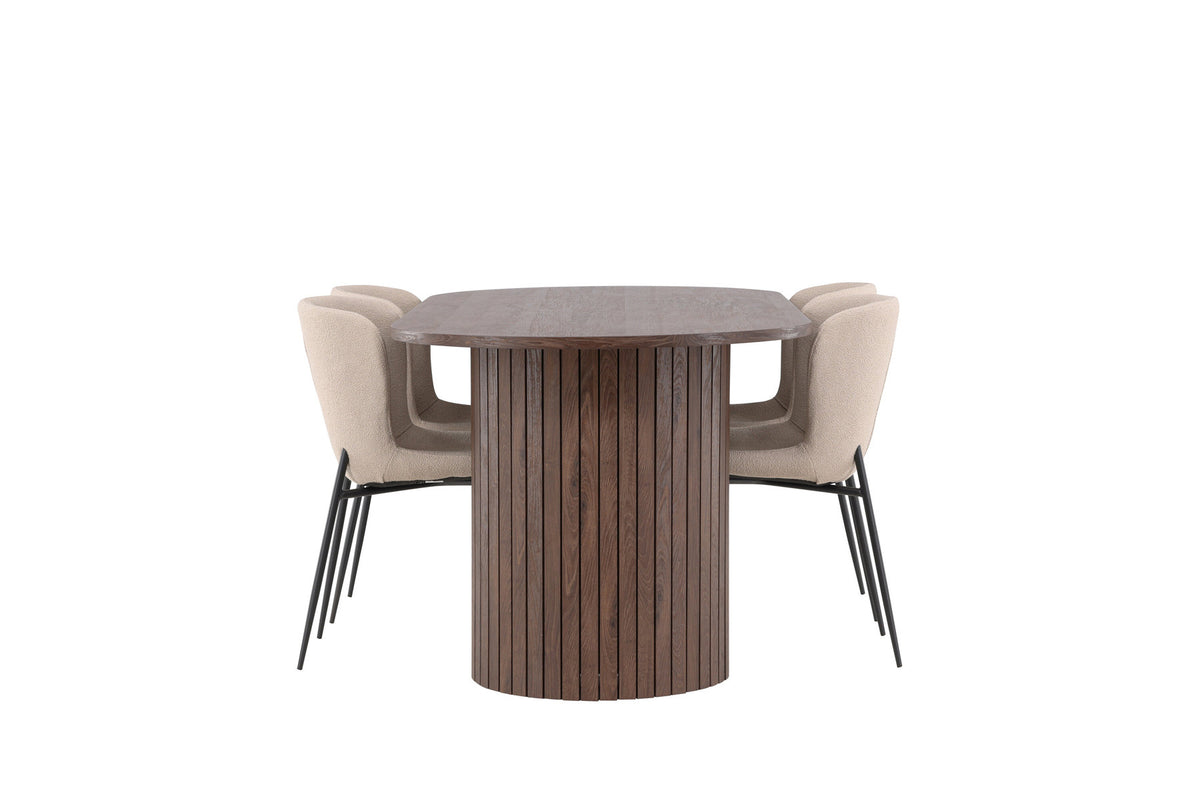 Härön Esstisch mit Modesto Stühlen in Beige präsentiert im Onlineshop von KAQTU Design AG. Esszimmerset ist von Venture Home