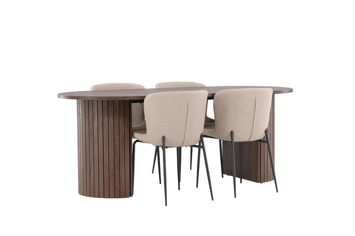 Härön Esstisch mit Modesto Stühlen in Beige präsentiert im Onlineshop von KAQTU Design AG. Esszimmerset ist von Venture Home