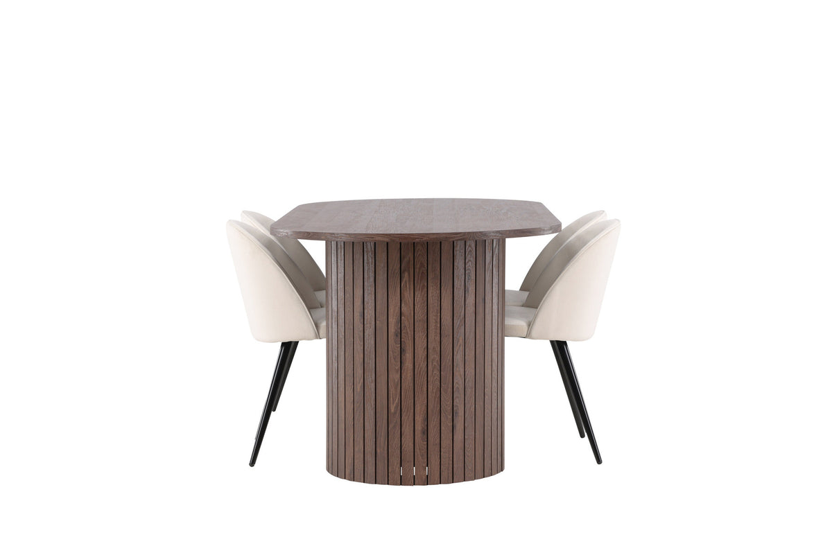 Härön Esstisch mit Velvet Stühlen in Beige präsentiert im Onlineshop von KAQTU Design AG. Esszimmerset ist von Venture Home