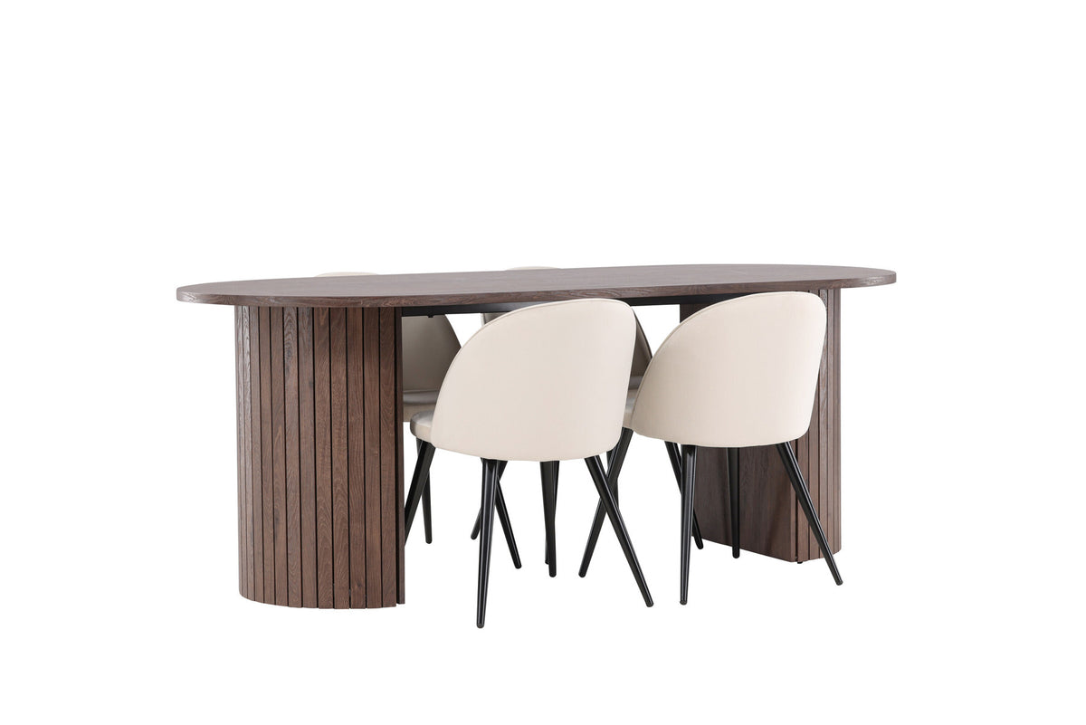 Härön Esstisch mit Velvet Stühlen in Beige präsentiert im Onlineshop von KAQTU Design AG. Esszimmerset ist von Venture Home