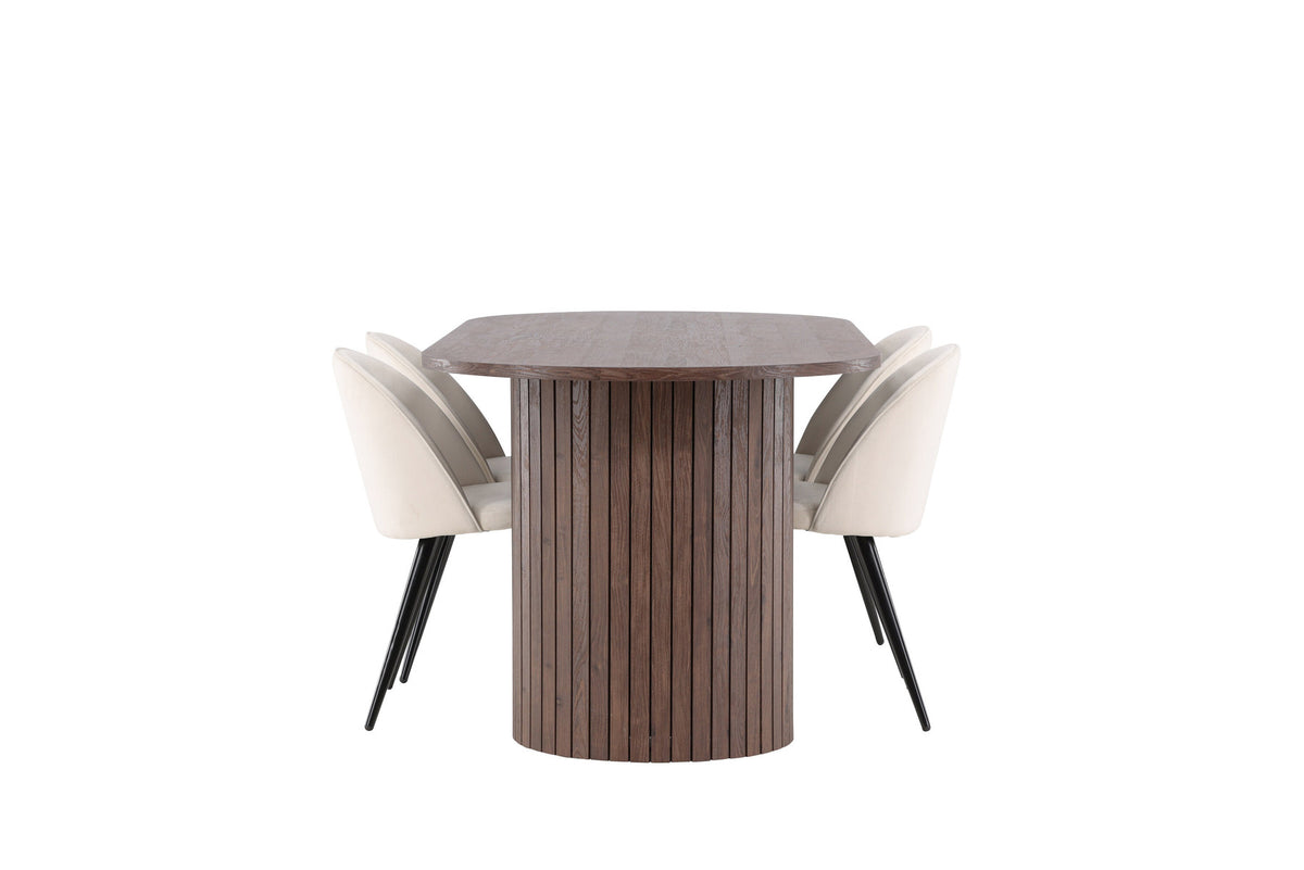 Härön Esstisch mit Velvet Stühlen in Beige präsentiert im Onlineshop von KAQTU Design AG. Esszimmerset ist von Venture Home