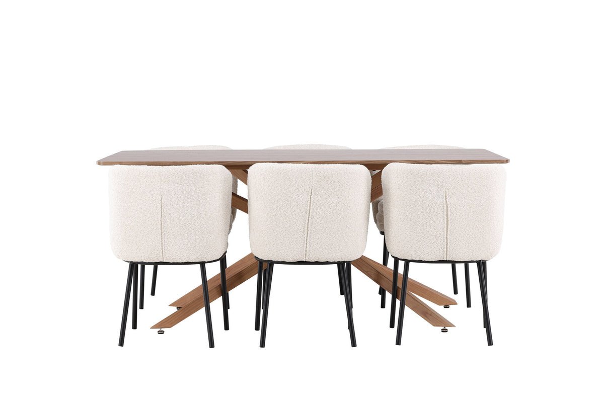 Piazza Esstisch mit Agnes Stühlen in Weiss präsentiert im Onlineshop von KAQTU Design AG. Esszimmerset ist von Venture Home