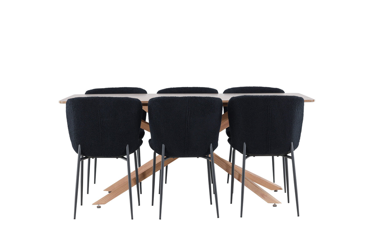 Piazza Esstisch mit Modesto Stühlen in Schwarz präsentiert im Onlineshop von KAQTU Design AG. Esszimmerset ist von Venture Home