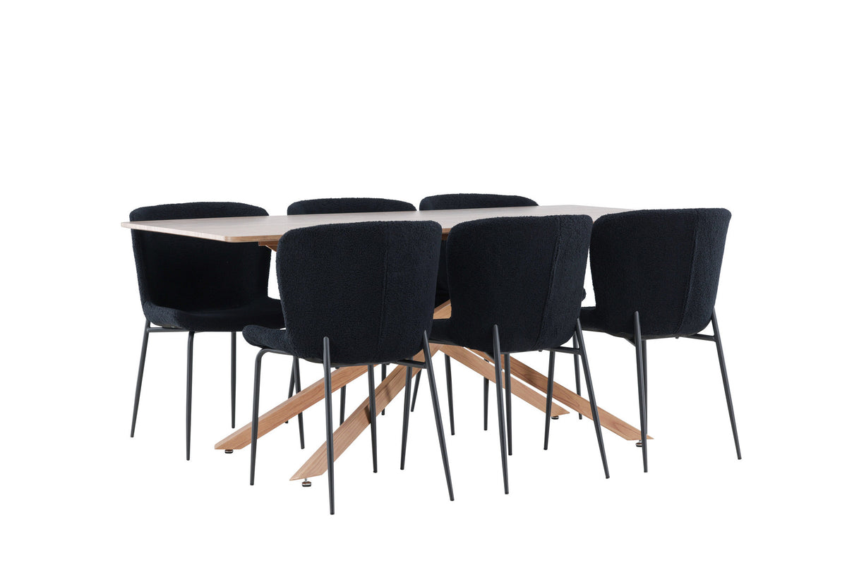 Piazza Esstisch mit Modesto Stühlen in Schwarz präsentiert im Onlineshop von KAQTU Design AG. Esszimmerset ist von Venture Home