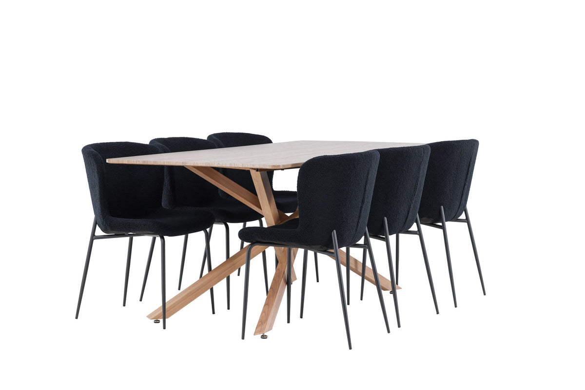 Piazza Esstisch mit Modesto Stühlen in Schwarz präsentiert im Onlineshop von KAQTU Design AG. Esszimmerset ist von Venture Home