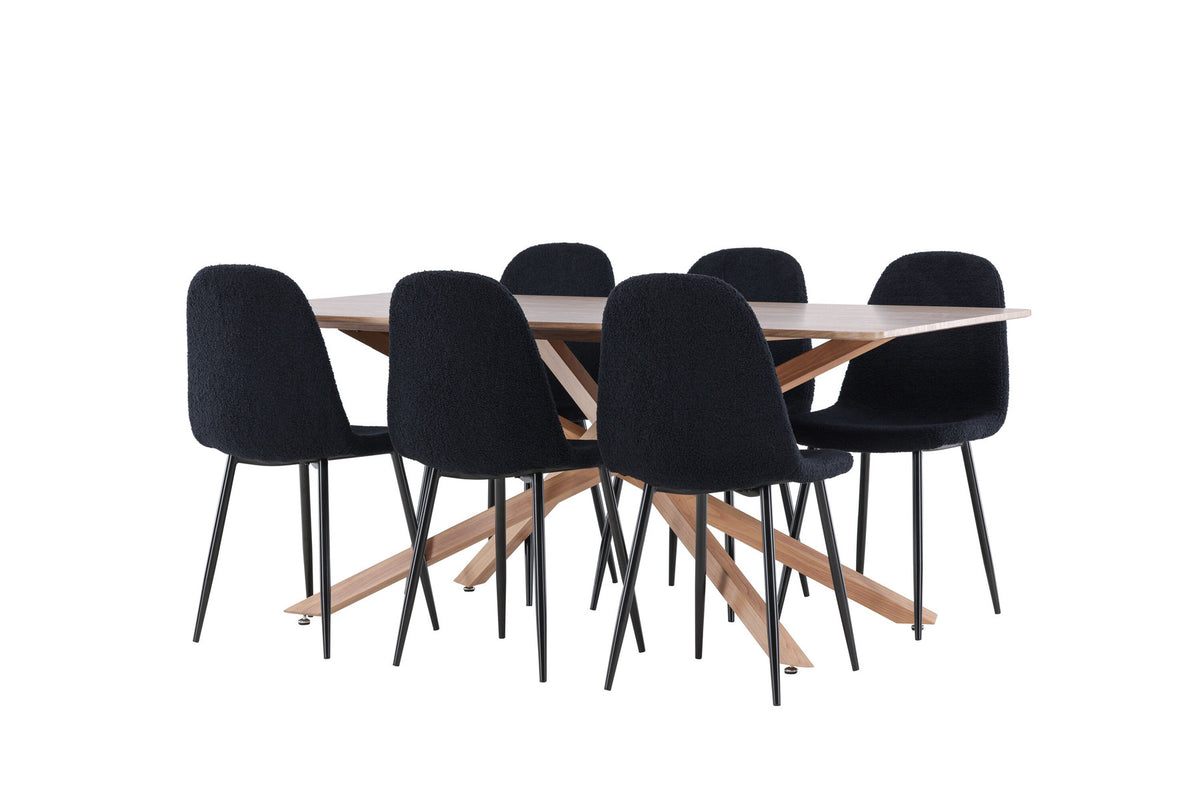 Piazza Esstisch mit Polar Stühlen in Schwarz präsentiert im Onlineshop von KAQTU Design AG. Esszimmerset ist von Venture Home