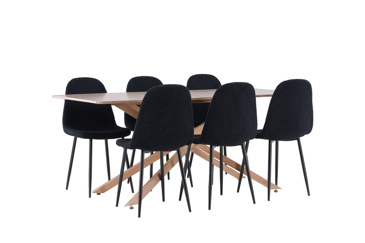 Piazza Esstisch mit Polar Stühlen in Schwarz präsentiert im Onlineshop von KAQTU Design AG. Esszimmerset ist von Venture Home