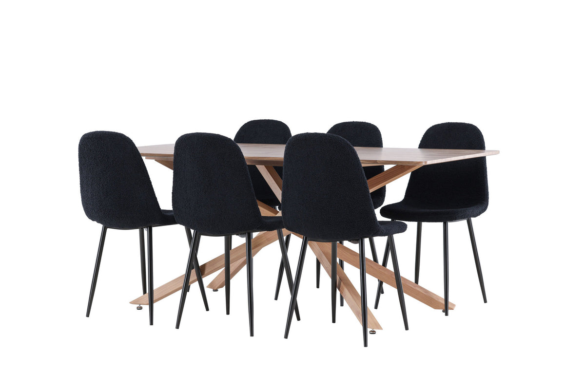Piazza Esstisch mit Polar Stühlen in Schwarz präsentiert im Onlineshop von KAQTU Design AG. Esszimmerset ist von Venture Home