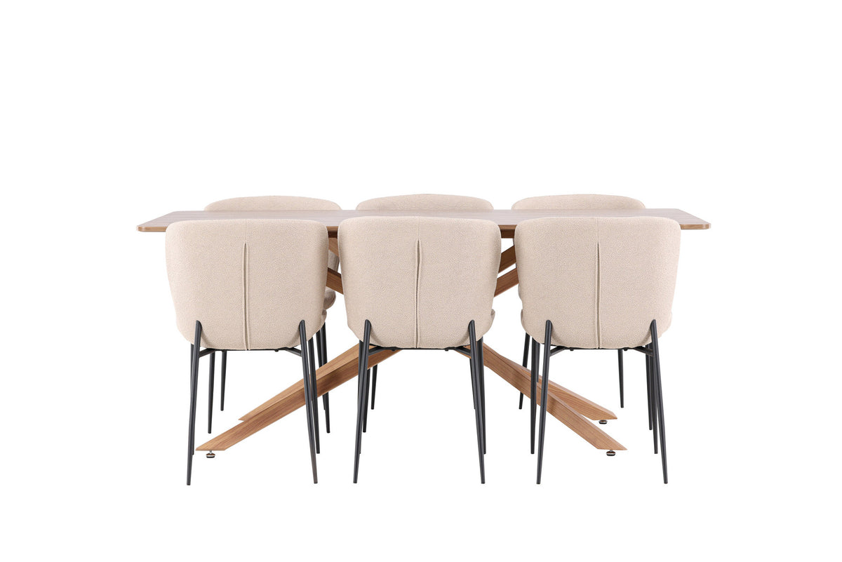 Piazza Esstisch mit Modesto Stühlen in Beige präsentiert im Onlineshop von KAQTU Design AG. Esszimmerset ist von Venture Home