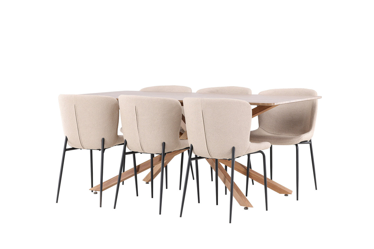 Piazza Esstisch mit Modesto Stühlen in Beige präsentiert im Onlineshop von KAQTU Design AG. Esszimmerset ist von Venture Home