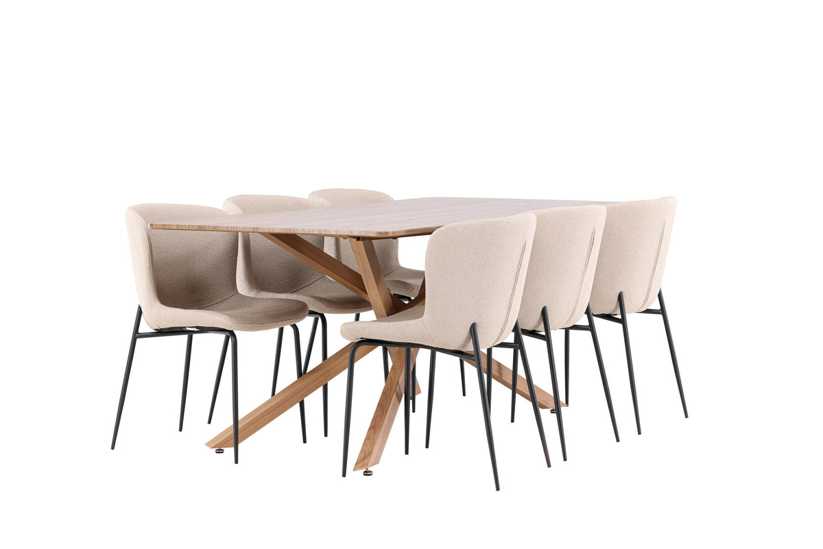 Piazza Esstisch mit Modesto Stühlen in Beige präsentiert im Onlineshop von KAQTU Design AG. Esszimmerset ist von Venture Home