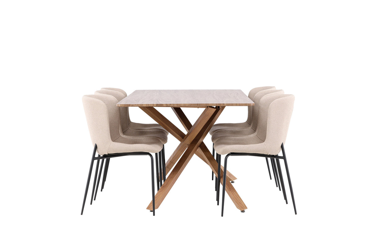 Piazza Esstisch mit Modesto Stühlen in Beige präsentiert im Onlineshop von KAQTU Design AG. Esszimmerset ist von Venture Home