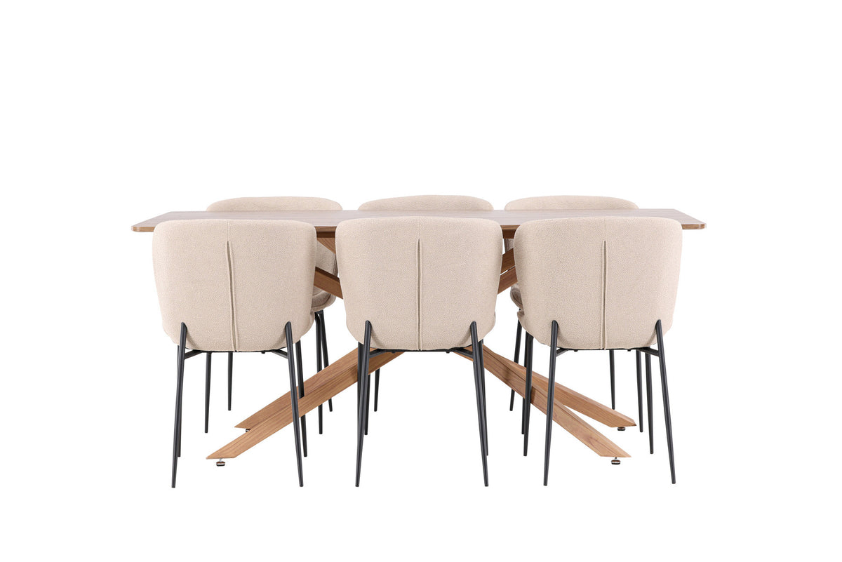 Piazza Esstisch mit Modesto Stühlen in Beige präsentiert im Onlineshop von KAQTU Design AG. Esszimmerset ist von Venture Home