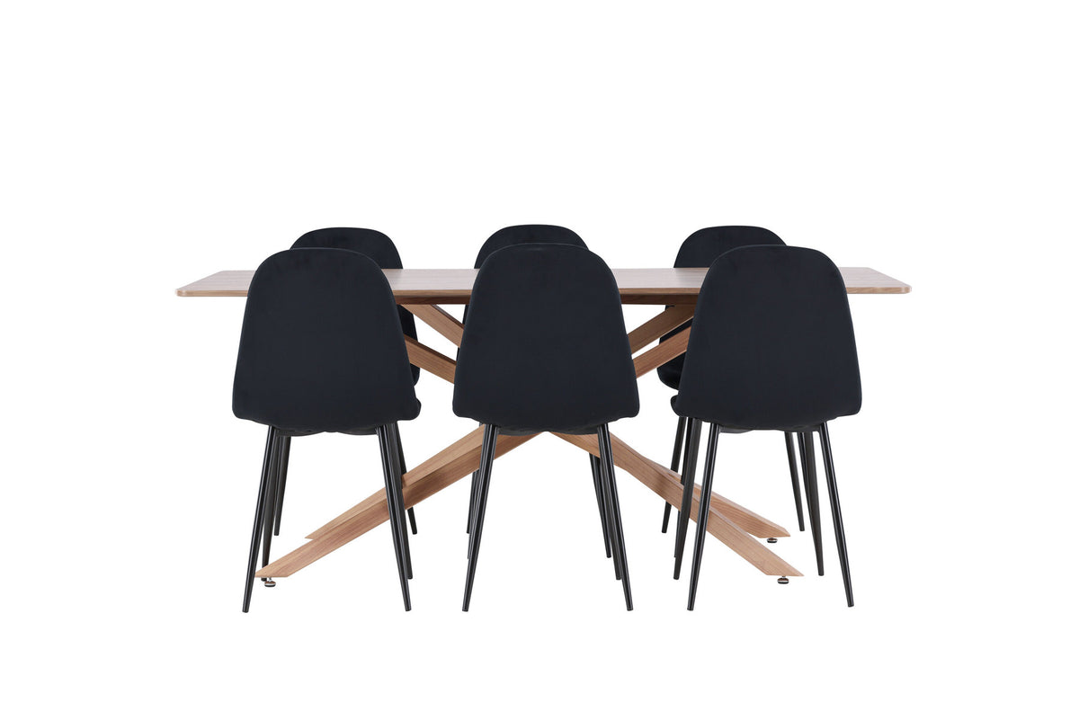 Piazza Esstisch mit Polar Stühlen in Schwarz präsentiert im Onlineshop von KAQTU Design AG. Esszimmerset ist von Venture Home
