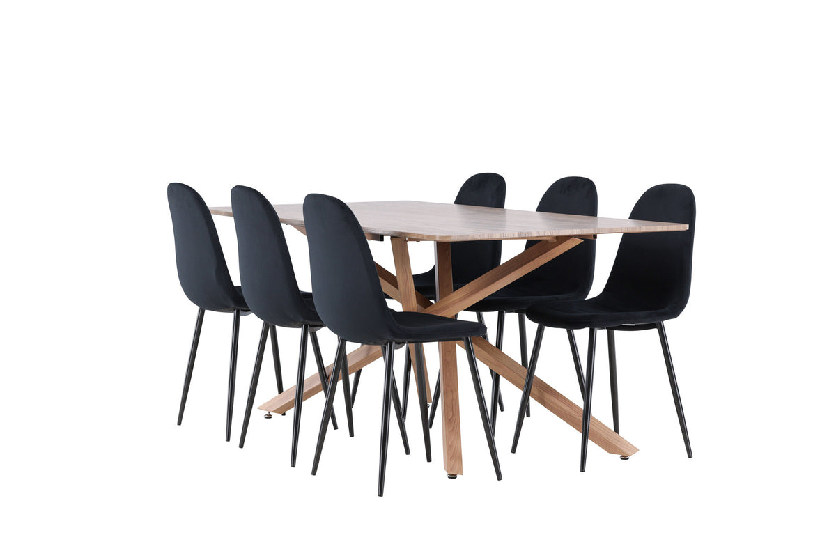Piazza Esstisch mit Polar Stühlen in Schwarz präsentiert im Onlineshop von KAQTU Design AG. Esszimmerset ist von Venture Home