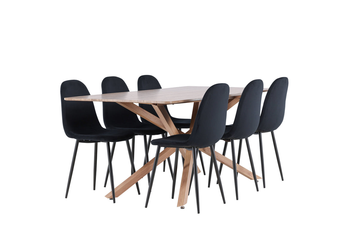 Piazza Esstisch mit Polar Stühlen in Schwarz präsentiert im Onlineshop von KAQTU Design AG. Esszimmerset ist von Venture Home