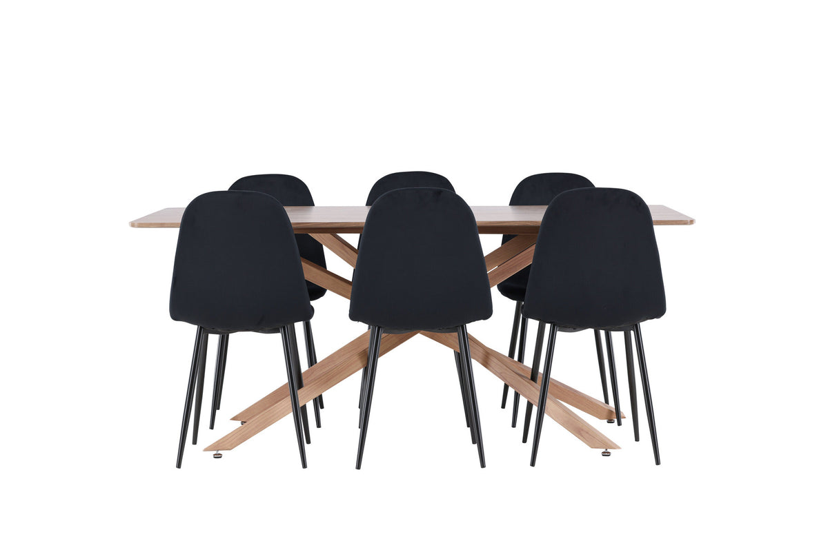 Piazza Esstisch mit Polar Stühlen in Schwarz präsentiert im Onlineshop von KAQTU Design AG. Esszimmerset ist von Venture Home