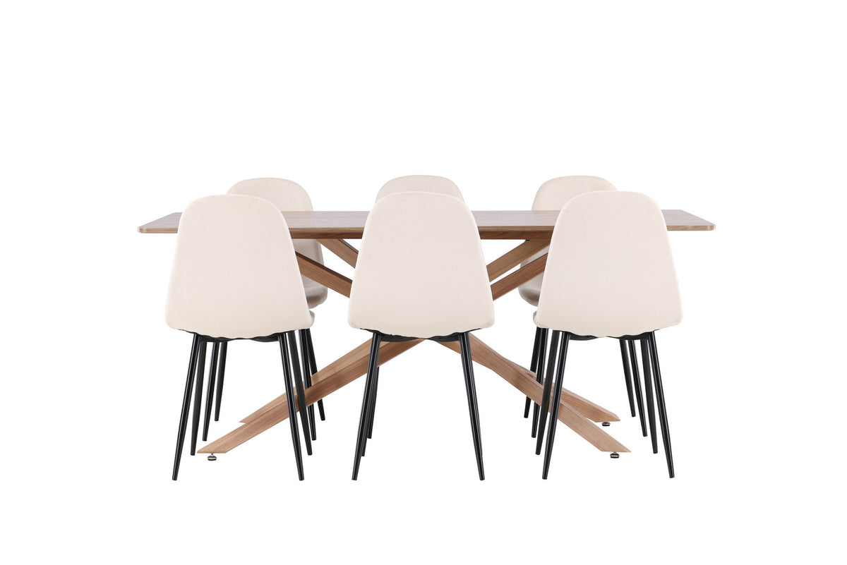 Piazza Esstisch mit Polar Stühlen in Beige präsentiert im Onlineshop von KAQTU Design AG. Esszimmerset ist von Venture Home